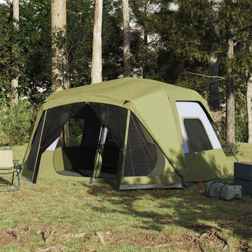 vidaXL Tent 10-persoons waterdicht snelontgrendeling groen, Verzenden, Nieuw, Tot en met 2