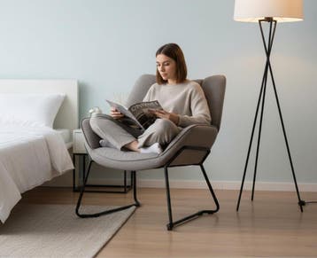 Fauteuil met armleuning - Relaxfauteuil - Relaxstoel - Grijs, Huis en Inrichting, Fauteuils, Verzenden, Zo goed als nieuw