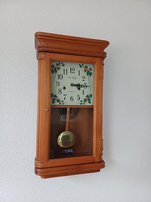 Regulateur Frans design - grenen - 1970-1980 - regulateur, Antiek en Kunst, Antiek | Klokken