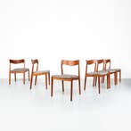 Vintage Deense eetkamerstoelen, Henning Kjaernulf, set van 6, Ophalen, Hout, Gebruikt, Overige kleuren