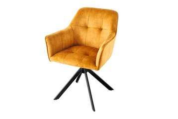 Design stoel LOFT mosterdgeel fluweel draaibaar zwart, Huis en Inrichting, Stoelen, Ophalen of Verzenden, Nieuw