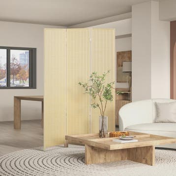 HOMCOM 3-Panels Opvouwbaar Kamerscherm - Natuurlijke Bamboe, Verzenden, Nieuw