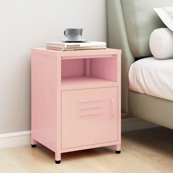 vidaXL Nachtkastje 35x35x51 cm staal roze, Huis en Inrichting, Slaapkamer | Nachtkastjes, Nieuw, Minder dan 45 cm, Metaal of Aluminium