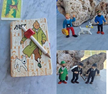 Tintin Set van 8 voorwerpen - Agenda + Bully-personages -, Nieuw