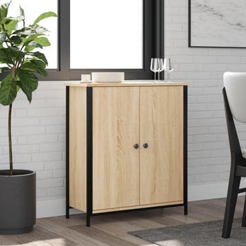 vidaXL Dressoir 70x30x80 cm bewerkt hout sonoma eikenkleurig, Verzenden, Nieuw, 50 tot 100 cm, 25 tot 50 cm