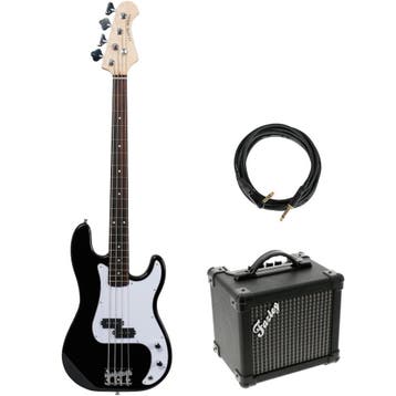 Fazley FPB118 Black elektrische basgitaar + versterker +, Verzenden, Nieuw