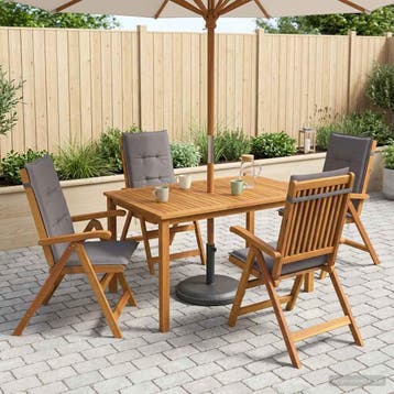 vidaXL 5-delige tuin eetset Naturel Massief Acaciahout, Verzenden, Nieuw