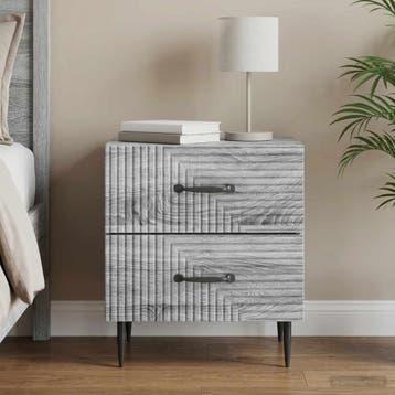 vidaXL Nachtkastje Grijs sonoma 43 x 34,5 x 47,5 cm Bewerkt, Minder dan 45 cm, Verzenden, Nieuw, Minder dan 55 cm