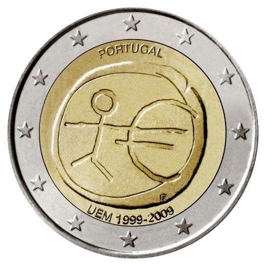 Portugal 2 Euro 10 Jaar EMU 2009, Postzegels en Munten, Munten | Europa | Euromunten, Verzenden
