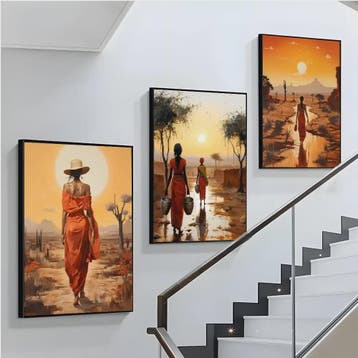 Abstract Canvas Poster: Afrikaanse Vrouwen & Zonneschilderin, Verzenden