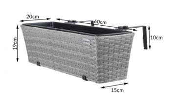 Polyrotan Balkonbak Set van 2 Grijs (Tuin en Terras), Verzenden, Nieuw