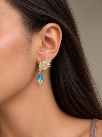 Zonder minimumprijs - Oorbellen Verguld Topaas - Diamant -, Sieraden, Tassen en Uiterlijk, Nieuw