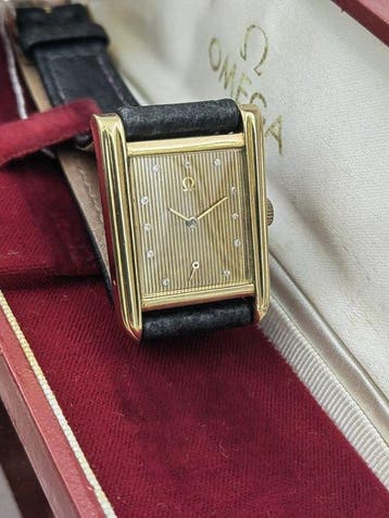 Omega - Tank - Gold Diamond Dial - Solid 18k gold - Heren -, Nieuw