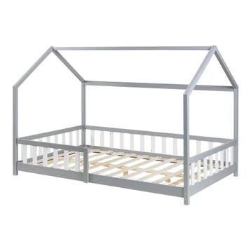 Kinderbed Hesel huisbed met uitvalbeveiliging 140x200 cm gri, Kinderen en Baby's, Kinderkamer | Bedden, Verzenden, Nieuw