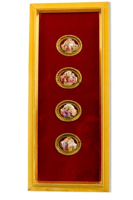 Religieuze taferelen - Limoges - Plaquette (4) - Porselein, Antiek en Kunst, Antiek | Boeken en Bijbels