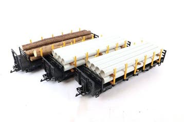 LGB G - Modeltrein goederenwagon (3) - Drie rongenwagons met, Hobby en Vrije tijd, Modeltreinen | Overige schalen, Nieuw