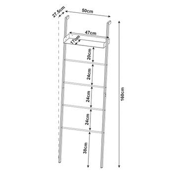 Kledingrek Øksnes ladderplank 160x50x27,5 cm zwart [en.casa], Verzenden, Nieuw in verpakking