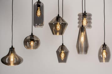 Rietveld Hanglampen - Zwart, Grijs - Glas, Metaal, Verzenden, Nieuw
