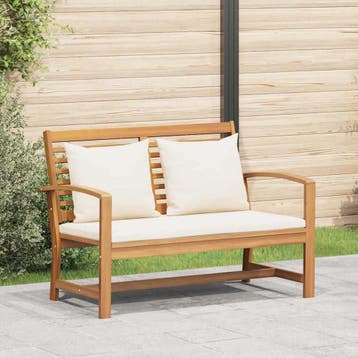 vidaXL Bank Bruin en Crème 110 x 66 x 76 cm Massief Teakhout, Verzenden, Nieuw