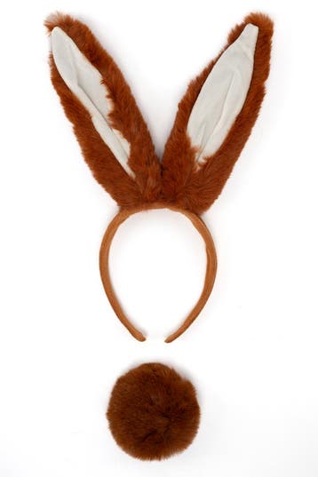 KIMU® Haarband Konijn Lange Oren Bruin met Staart Diadeem Ko, Ophalen of Verzenden, Nieuw, Carnaval, Accessoires
