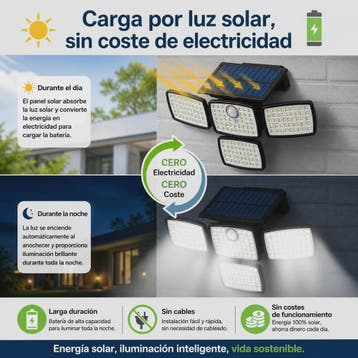Solar LED Buitenlamp met Bewegingssensor - 4 Verstelbare Kop, Verzenden, Nieuw