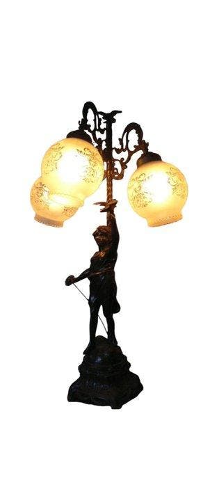 Lamp - IJzer, brocante koper - Art nouveau tafellamp, Antiek en Kunst, Curiosa en Brocante