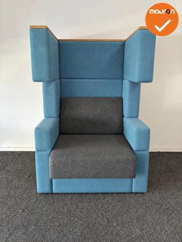 Akoestische design fauteuil - Lichtblauw / Antracietgrijs -, Vergader- of Presentatieruimte, Ophalen of Verzenden, Gebruikt, Stoel