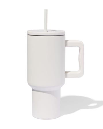 HEMA Drinkbeker met rietje 900ml rvs beige, Verzenden, Nieuw