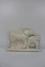 Lemanceau - Beeld, Olifant met kalf - 22 cm - Aardewerk