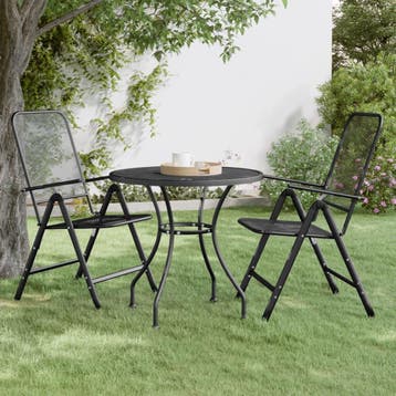 vidaXL Tuintafel Ø80x72 cm metaalgaas antracietkleurig, Tuin en Terras, Tuintafels, Verzenden, Nieuw, Metaal