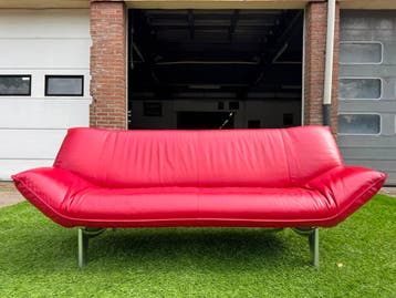 LEOLUX Tango bank relax design 3 zit bankstel rood leer, Design, Driepersoons, Rechte bank, Leer