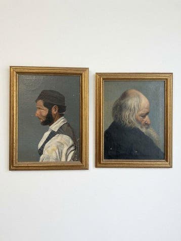 Italiaanse school (XX) - Coppia di ritratti maschili