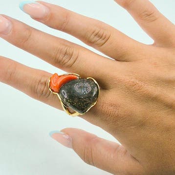 Koraal - Zilver, Verguld - Ring - CORALLO MEDITERRANEO