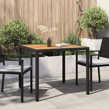 vidaXL Tuinstafel Zwart 90 x 90 x 75 cm poly rattan, Verzenden, Nieuw