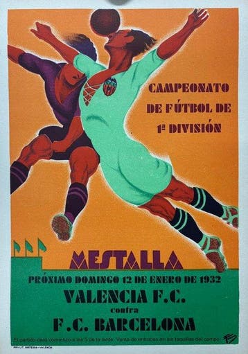 Tormo - Mestalla, Valencia F.C. vs F.C. Barcelona - Art decó
