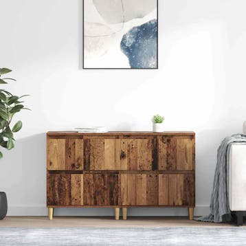 vidaXL Dressoirs 2 pcs Oud Hout 60 x 35 x 70 cm Bewerkt hout, Verzenden, Nieuw, 50 tot 100 cm, 25 tot 50 cm