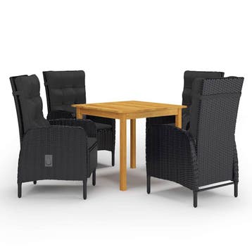 vidaXL 5-delige Tuinset zwart, Verzenden, Nieuw, 4 zitplaatsen, Tuinset