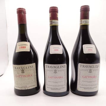 1988 , 2008, 2016 Travaglini Gattinara - Piëmont - 3 Flessen, Verzamelen, Nieuw
