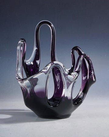 Krosno Glasworks - Schaal - Polen, Sculpturale Amethist, Antiek en Kunst