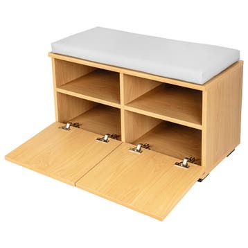 Schoenenrek Brande 80x35x42 cm eikenkleurig en lichtgrijs [e, Huis en Inrichting, Verzenden, Nieuw