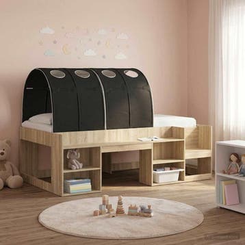 vidaXL Bedtunnel 2 st Zwart Polyester, Verzenden, Nieuw, Zwart