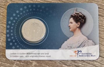 Nederland. 1922 Historische coincard zilveren laatste 1/2