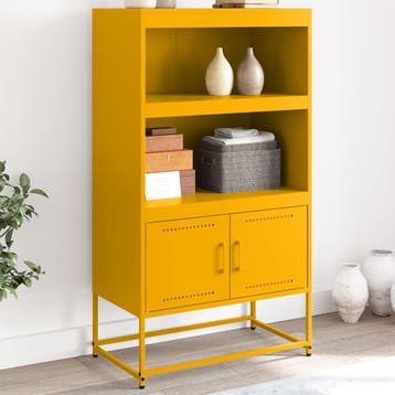 vidaXL buffetkast 68,5x38,5x123,5 cm staal mosterdgeel, Verzenden, 100 tot 150 cm, Nieuw, 50 tot 100 cm