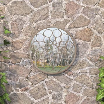vidaXL Tuinspiegel rond 60x3 cm ijzer zandkleurig, Verzenden, Nieuw