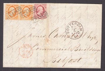 Nederland 1852 - Koning Willem III, paar NVPH 3 + NVPH 2 op, Gestempeld