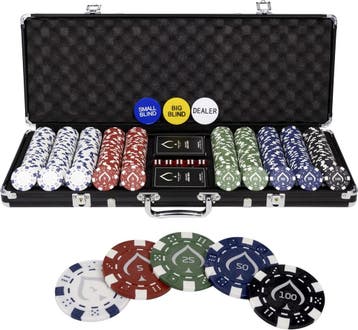 Texas Finest Matt Black 500 Chips – Pokerkoffer Volwassenen, Ophalen of Verzenden, Gebruikt