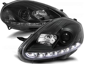 Koplampen Fiat Punto EVO 09-11 Echter DRL Zwart, Ophalen of Verzenden, Nieuw