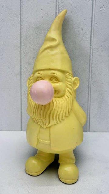 Beeldje - Pop-Art Tuinkabouter met Kauwgom Ballon - 29 cm -