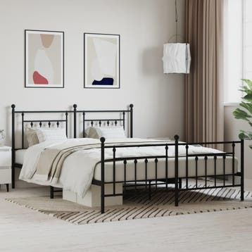 vidaXL Bedframe met voetbord zonder matras metaal zwart, Huis en Inrichting, Slaapkamer | Bedden, Eenpersoons, Verzenden, Zwart