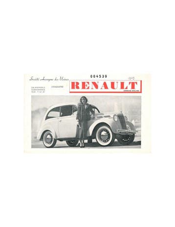 1939 RENAULT JUVAQUATRE BROCHURE NEDERLANDS, Nieuw, Renault, Author